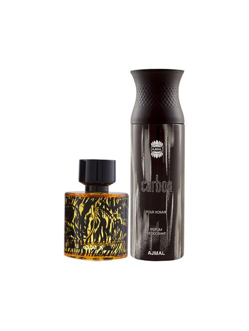 maryaj wild stripes edp oriental 100ml for men and ajmal carbon homme deodorant 200ml for men + 2 parfum testers free - 17151123 - Very Small Image - 1