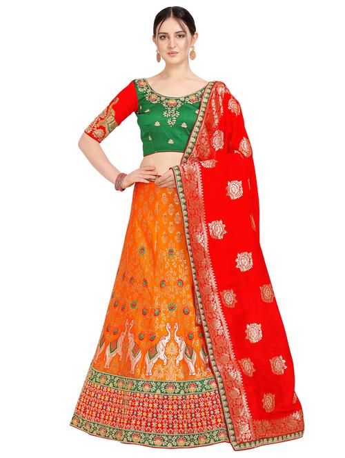 embroidered panelled lehenga - 17152966 - Very Small Image - 1