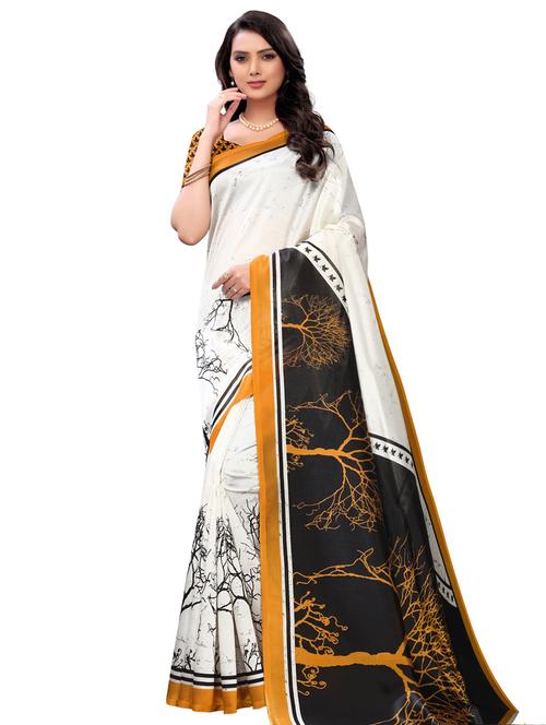 abstract printed saree with blouse - 17153073 - Very Small Image - 1
