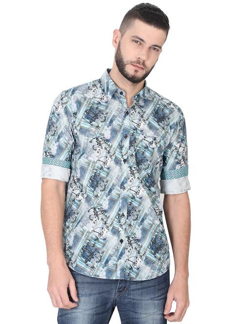 blue printed casual shirt - 17153329 - Very Small Image - 1