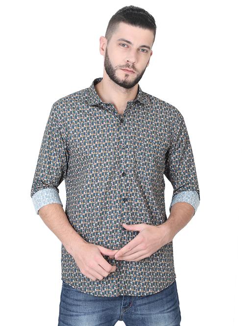 blue printed casual shirt - 17153342 - Very Small Image - 1