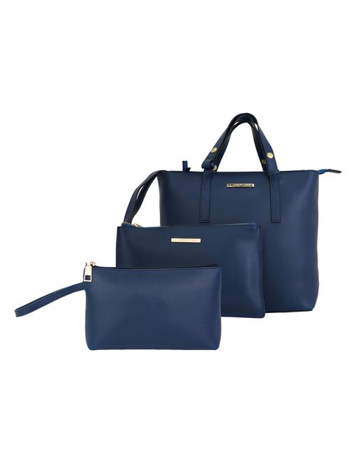 blue leatherette (pu) combo handbag - 17153536 - Very Small Image - 1