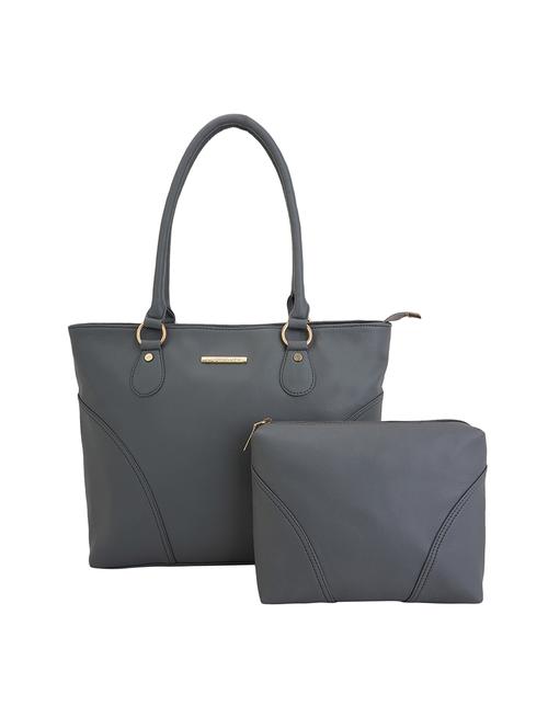 grey leatherette (pu) combo handbag - 17153558 - Very Small Image - 1