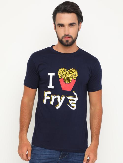 men round neck front print t-shirt - 17154442 - Very Small Image - 1