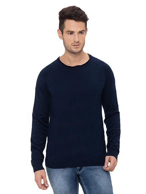 navy blue solid acrylic pullover - 17154888 - Very Small Image - 1