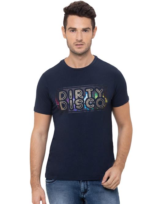 navy blue typographic chest print t-shirt - 17154991 - Very Small Image - 1