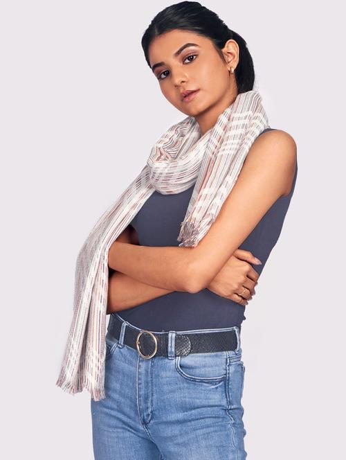 white printed stole - 17159844 - Very Small Image - 1