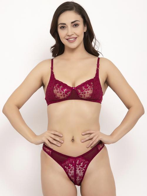 lace panel bra & panty set  - 17160086 - Very Small Image - 1