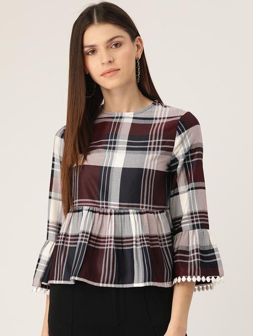 checkered peplum topp  - 17160185 - Very Small Image - 1