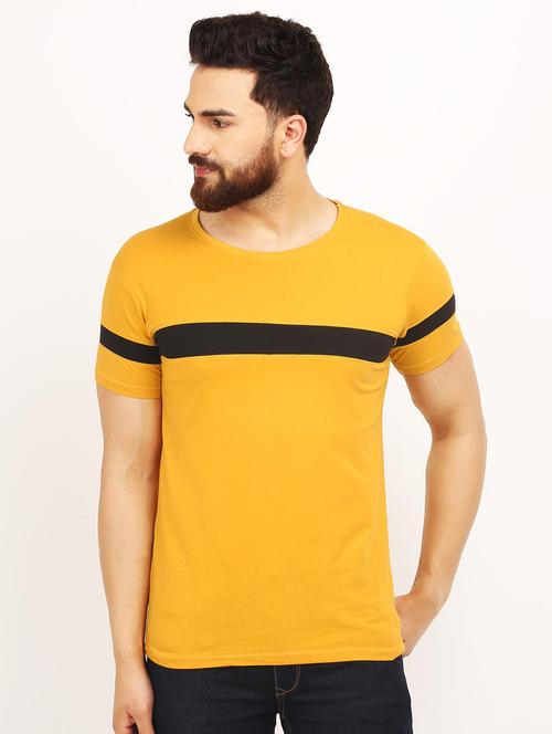 yellow cut & sew color block t-shirt - 17160424 - Very Small Image - 1