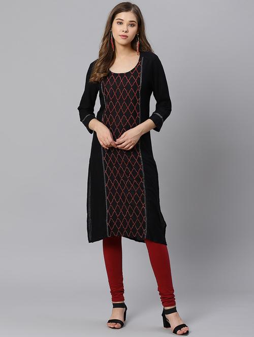 embroidered straight kurta - 17160825 - Very Small Image - 1