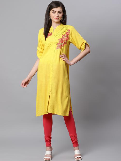 embroidered straight kurta - 17160829 - Very Small Image - 1