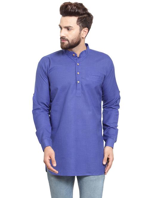 blue solid short kurta - 17160935 - Very Small Image - 1