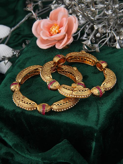 gold  tone gold plated bangles - 17161933 - Very Small Image - 1