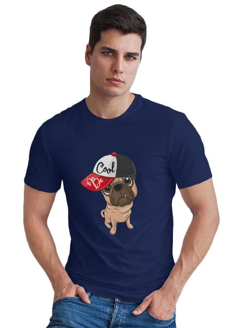 navy blue chest print t-shirt - 17162392 - Very Small Image - 1