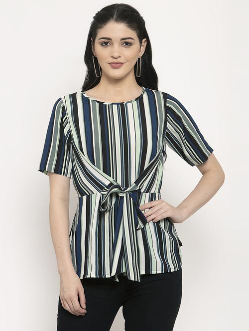 tie front striped top  - 17163179 - Very Small Image - 1
