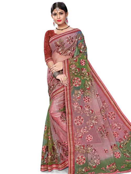 floral embroidered saree - 17164296 - Very Small Image - 1