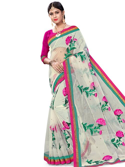 floral embroidered saree - 17164297 - Very Small Image - 1