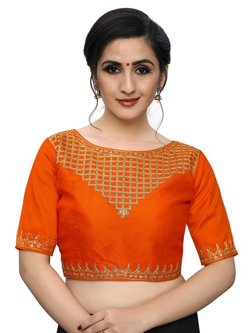 orange silk embroidered blouse - 17164653 - Very Small Image - 1