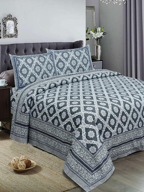  cotton double king size bedsheet with 2 pillow covers - 17165031 - Very Small Image - 1