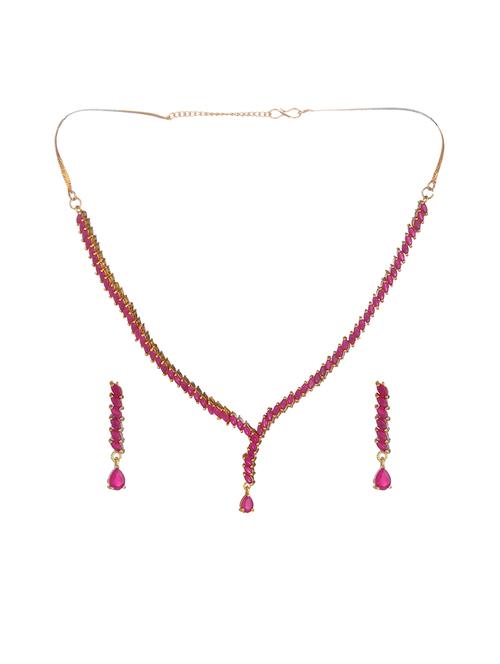 pink metal necklaces and earring - 17165695 - Very Small Image - 1