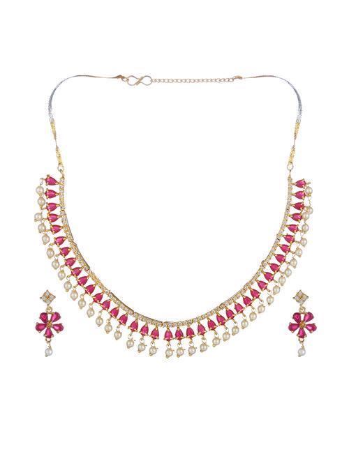 pink metal necklaces and earring - 17165697 - Very Small Image - 1