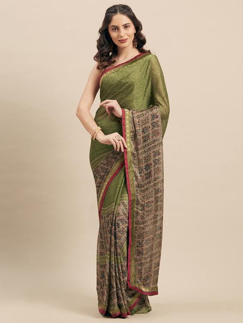printed woven saree - 17165869 - Very Small Image - 1