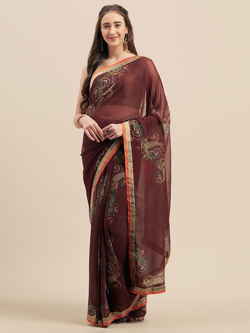 women's paisley maroon colored saree - 17165887 - Very Small Image - 1