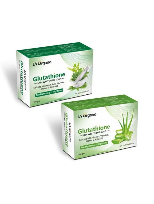 glutathione whitening soap with neem tulsi  & glutathione aloe vera soap for skin lightening,brightening-(pack of 2,100gm each) - 17166246 - Very Small Image - 1
