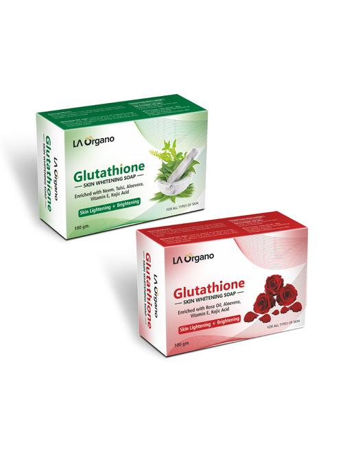 glutathione whitening soap with neem tulsi  & glutathione rose soap for skin lightening,brightening -(pack of 2,100gm each) - 17166248 - Very Small Image - 1