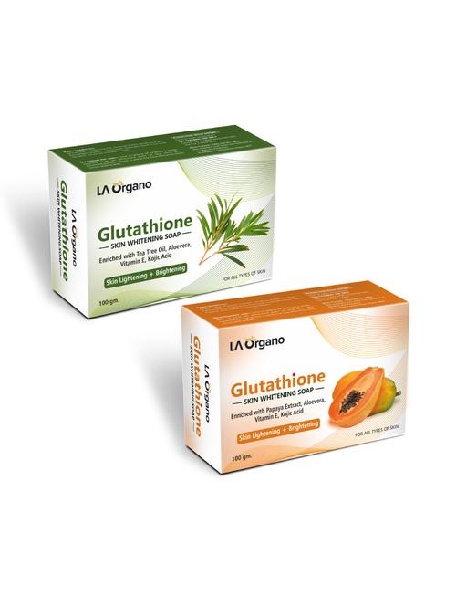 glutathione whitening soap with tea tree & glutathione papaya soap for skin lightening,brightening -(pack of 2,100gm each) - 17166254 - Very Small Image - 1