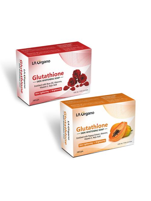 glutathione whitening soap with rose & glutathione papaya soap for skin lightening,brightening -(pack of 2,100gm each) - 17166262 - Very Small Image - 1