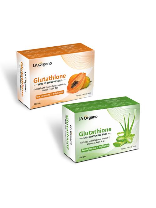 glutathione whitening soap with papaya & glutathione aloe vera soap for skin lightening,brightening -(pack of 2,100gm each) - 17166266 - Very Small Image - 1