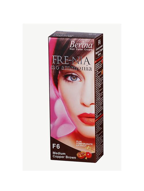 berina f6 medium copper brown fre-nia hair color cream 60gm - 17166439 - Very Small Image - 1