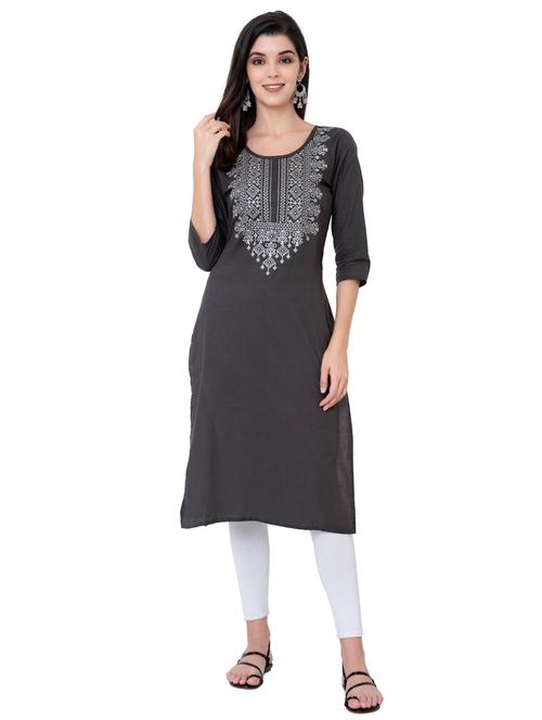 embroidered straight kurta - 17167060 - Very Small Image - 1