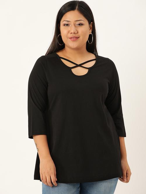 women's a line round neck top - 17168545 - Very Small Image - 1