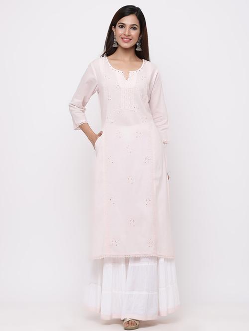 embroidered lace detailed kurta sharara set - 17169052 - Very Small Image - 1