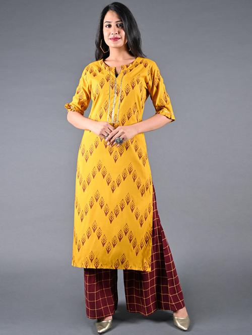 ikat print kurta palazzo set - 17170172 - Very Small Image - 1