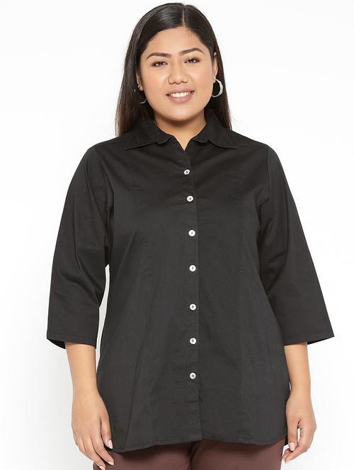 black cotton regular shirt - 17170749 - Very Small Image - 1