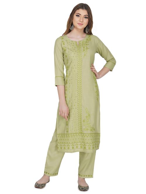 embroidered kurta pant set - 17171427 - Very Small Image - 1