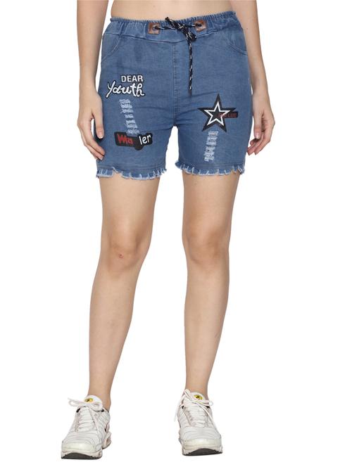 drawstring waist denim shorts  - 17171428 - Very Small Image - 1