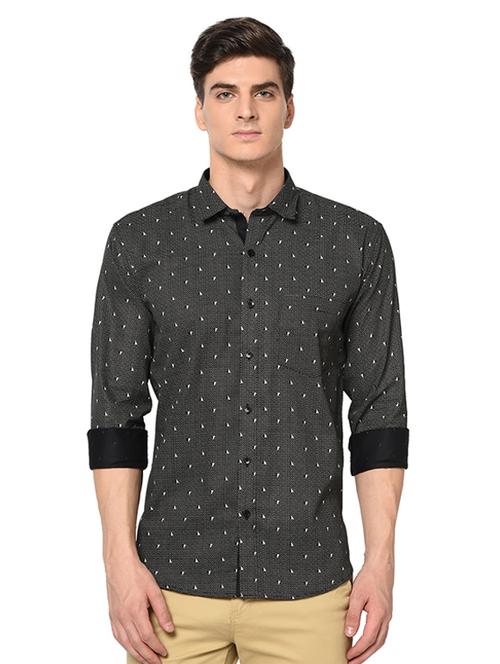 black self design casual shirt - 17175534 - Very Small Image - 1
