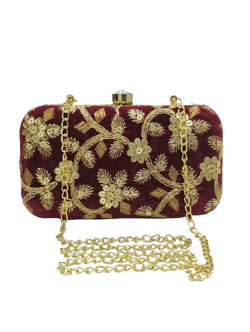 maroon metal box clutch - 17175696 - Very Small Image - 1