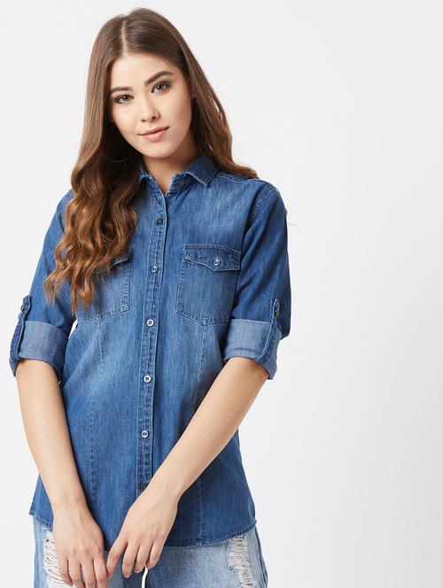 long sleeves denim shirt  - 17176011 - Very Small Image - 1