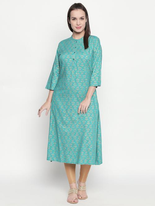 teal a-line kurta - 17177264 - Very Small Image - 1