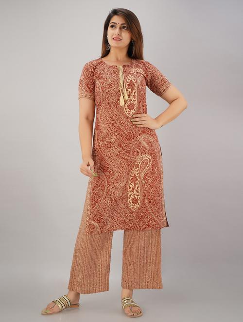 printed kurta palazzo set - 17181835 - Very Small Image - 1