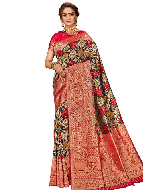 self design woven saree with blouse - 17183731 - Very Small Image - 1