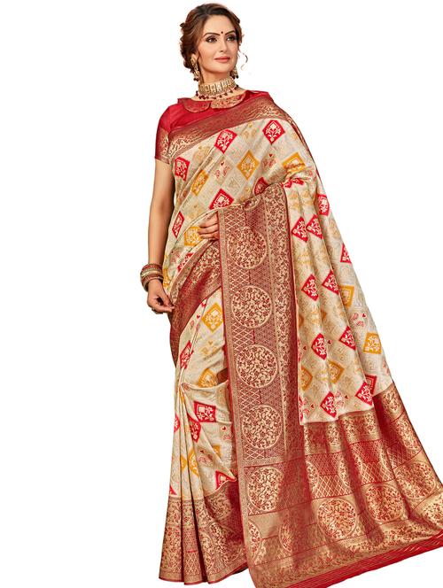 self design woven saree with blouse - 17183734 - Very Small Image - 1