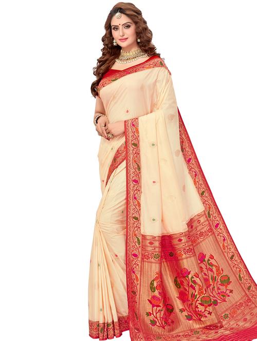 self design zari work paithani saree with blouse - 17183743 - Very Small Image - 1