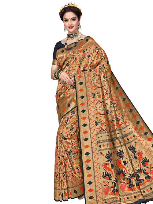 self design woven saree with blouse - 17183761 - Very Small Image - 1